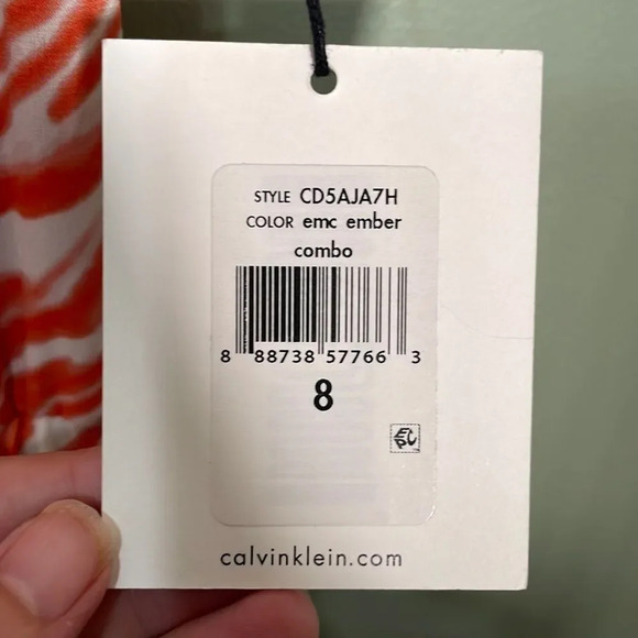CALVIN Klein Drawstring Sleeveless Jumpsuit Orange size 8 NWT zebra print - Picture 9 of 9